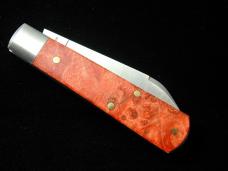 Dollar Knife Co. Red Burl Maple Wood with Black Shield Jack Knife from Cooper Cutlery USA RBM BLS