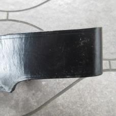 Vtg Olsen OK Hunting Knife w/ Leather Sheath Brass Finger Grip & Butt Used
