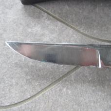 Vtg Olsen OK Hunting Knife w/ Leather Sheath Brass Finger Grip & Butt Used