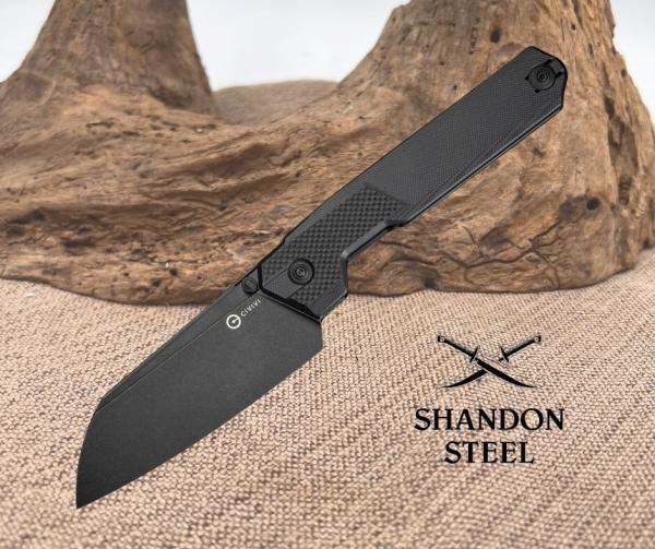 Civivi Hid Nested Folding Knife 4.13" Black 14C28N Steel Blade Black G10 Handle