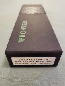 *NIB*Protech TR-3 X1 AUTO "FISH SCALE" OPERATOR TACTICAL BLACK w/ TRITIUM BUTTON