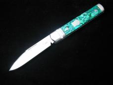 Kroo ALVS Green Abalone Sleeveboard Spear Knife 4" Closed RWL34 SS Blade Custom Made in South Africa
