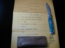Kroo ALVS Green Abalone Sleeveboard Spear Knife 4" Closed RWL34 SS Blade Custom Made in South Africa