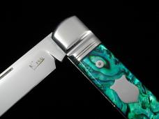 Kroo ALVS Green Abalone Sleeveboard Spear Knife 4" Closed RWL34 SS Blade Custom Made in South Africa