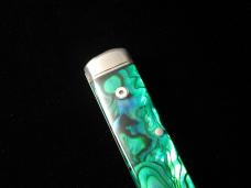 Kroo ALVS Green Abalone Sleeveboard Spear Knife 4" Closed RWL34 SS Blade Custom Made in South Africa