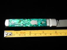 Kroo ALVS Green Abalone Sleeveboard Spear Knife 4" Closed RWL34 SS Blade Custom Made in South Africa