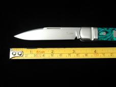 Kroo ALVS Green Abalone Sleeveboard Spear Knife 4" Closed RWL34 SS Blade Custom Made in South Africa