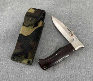 Al Mar SERE Attack III pattern 3003-A Folding Lockback Combat Knife w Sheath Micarta