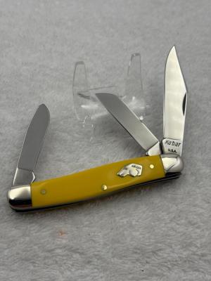 Ka- Bar USA Vintage 3 Blade Stockman Dogs Head Pocket Knife (#21)