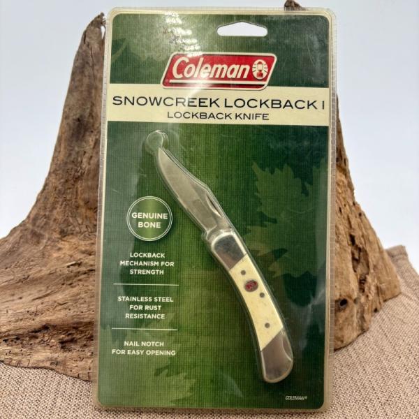 Coleman Snowcreek Lockback Bone Handle Folding Pocket Knife Camping Hunting NIB
