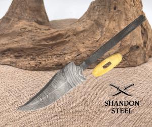 Knifemaking Short Clip-Point Knife Blade 4quot Damascus Steel Blade 85quot - BL036