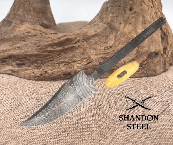 Knifemaking Short Clip-Point Knife Blade 4" Damascus Steel Blade 8.5" - BL036