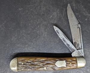 RARE Bone BRIDGE CUTLERY Co 2 Blade Jack Knife- Early 1900s Good Snap