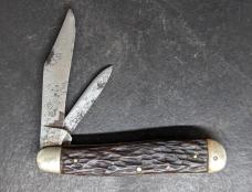 RARE Bone BRIDGE CUTLERY Co 2 Blade Jack Knife- Early 1900's Good Snap