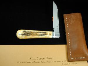 Kroo Burnt Stag Lambsfoot Jack Knife 4quot Closed RWL34 SS Blade Made in South Africa