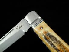 Kroo Burnt Stag Lambsfoot Jack Knife 4" Closed RWL34 SS Blade Made in South Africa
