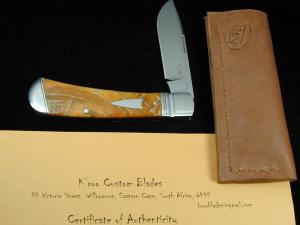 Kroo Blonde Rams Horn Drop Point Jack Knife 4 18quot Closed RWL34 SS Blade Made in South Africa