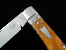 Kroo Blonde Rams Horn Drop Point Jack Knife 4 1/8" Closed RWL34 SS Blade Made in South Africa