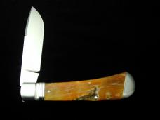 Kroo Blonde Rams Horn Drop Point Jack Knife 4 1/8" Closed RWL34 SS Blade Made in South Africa
