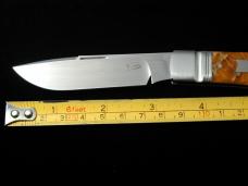 Kroo Blonde Rams Horn Drop Point Jack Knife 4 1/8" Closed RWL34 SS Blade Made in South Africa