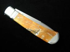 Kroo Blonde Rams Horn Drop Point Jack Knife 4 1/8" Closed RWL34 SS Blade Made in South Africa