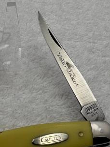 Camillus USA Vintage 2 Blade Yello Jaket Muskrat Pattern # 714 Pocket Knife (#21)