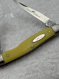 Camillus USA Vintage 2 Blade Yello Jaket Muskrat Pattern # 714 Pocket Knife (#21)