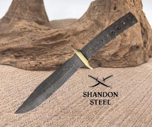 Damascus Knifemaking Bowie Blade 12quot Overall With Brass Guard Full Tang BL128D