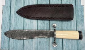STEK KNIVES Craig Steketee Damascus Walrus Ivory Horn Scales Bowie 15quot