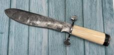 STEK KNIVES Craig Steketee Damascus Walrus Ivory Horn Scales Bowie 15"
