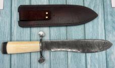 STEK KNIVES Craig Steketee Damascus Walrus Ivory Horn Scales Bowie 15"