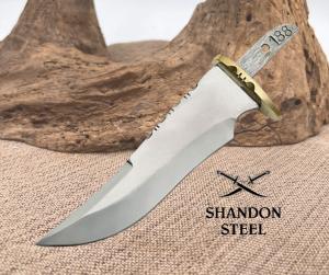 Stainless Skinner Knife Blank Brass Guard 7quot OA Premium Leather Sheath SOB6