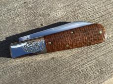 Great Eastern Cutlery 862125SS Boomtown Barlow Brown Burlap Micarta