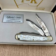 Y2K Faux Pearl Trapper Folding Traditional 2 Blade Pocket Knife NIB  (1)