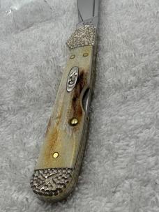 Case XX Stag 1 Blade Mini Copperlock Pattern 51749LSS Engraved Bolsters USA (#53)