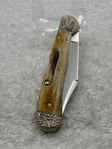 Case XX Stag 1 Blade Mini Copperlock Pattern 51749LSS Engraved Bolsters USA (#53)