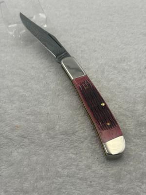 Parker Edwards Vintage 1 Blade Damascus Blade Trapper Made In Alabama USA 39
