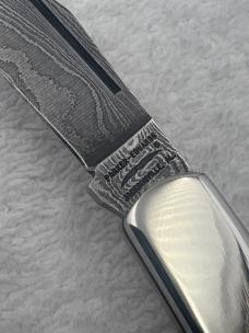 Parker Edwards Vintage 1 Blade Damascus Blade Trapper Made In Alabama USA (#39)