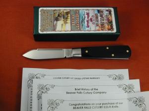 Beaver Falls Cutlery Smooth Ebony Wood Jack Knife NIT from Cooper Cutlery Made in USA EBONY