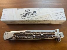  NIB 11"- 28 cm A.G.A. Campolin Alpine Stag Horn Maltese Automatic Lockback Stiletto