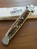  NIB 11"- 28 cm A.G.A. Campolin Alpine Stag Horn Maltese Automatic Lockback Stiletto