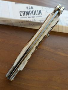  NIB 11"- 28 cm A.G.A. Campolin Alpine Stag Horn Maltese Automatic Lockback Stiletto