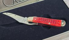 2000 Case XX Pocket Worn Old Red Bone Russlock In Tang Stamp Tin