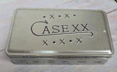 2000 Case XX Pocket Worn Old Red Bone Russlock In Tang Stamp Tin