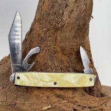 Vintage USA Advertising Pocket Knife Log Cabin Bar 3 blade bottle opener (176)