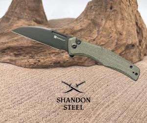 SENCUT Watauga D2 Folding Knife G10 Flipper Button Lock Wharncliffe S21011-2