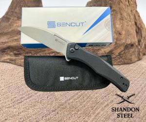 SENCUT Watauga D2 Folding Knife G10 Flipper Button Lock Wharncliffe S21011-1