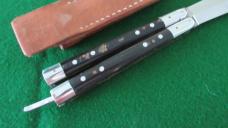 RARE WWII FHM Philippine Batangas Balisong Butterfly Knife w/Original Leather Pouch