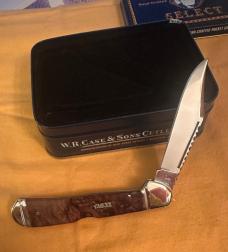 2005 Case Select Large Copperlock w/Exotic Amboyna Wood Handles, Worked Blade,Back Spring&Fluted B’s