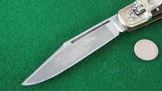 RARE c. 1960's BOKER 1909 GUARDIAN ETCHED Tortoise Shell Scales Engraved NICE !